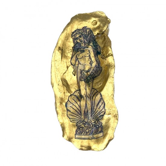 NATURAL OYSTER DECOUPAGE WITH  GOLD LEAF " AFRODITE'' OYSTERS